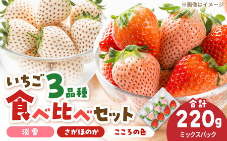 先行予約 2027年2月～発送 1パックに3色いちご（こころの色・さがほのか・淡雪）220g×1パック 【岸川農園】[IAP047]