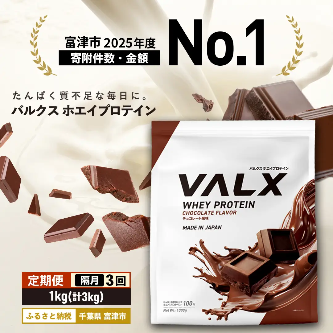 【定期便/隔月/計3回】VALX ホエイプロテイン 1kg チョコレート風味