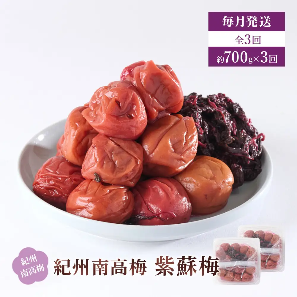 紀州南高梅 紫蘇梅 350g×2 塩分15％ [定期便 毎月発送・全3回]