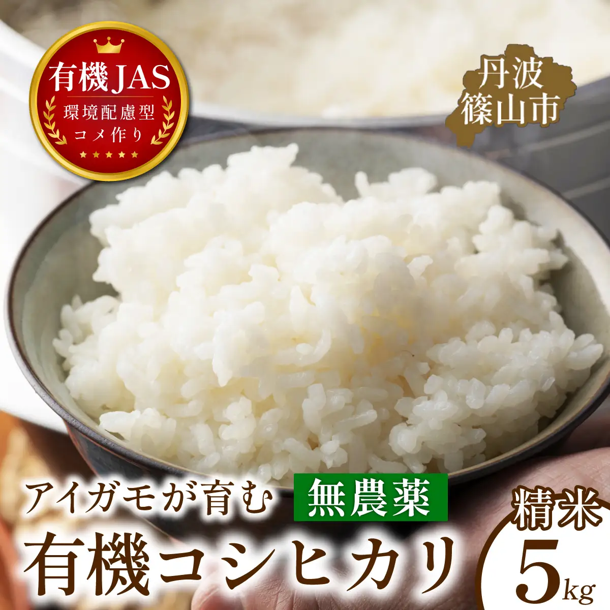〈8年産予約〉有機米 無農薬 コシヒカリ 精米 5kg 有機米