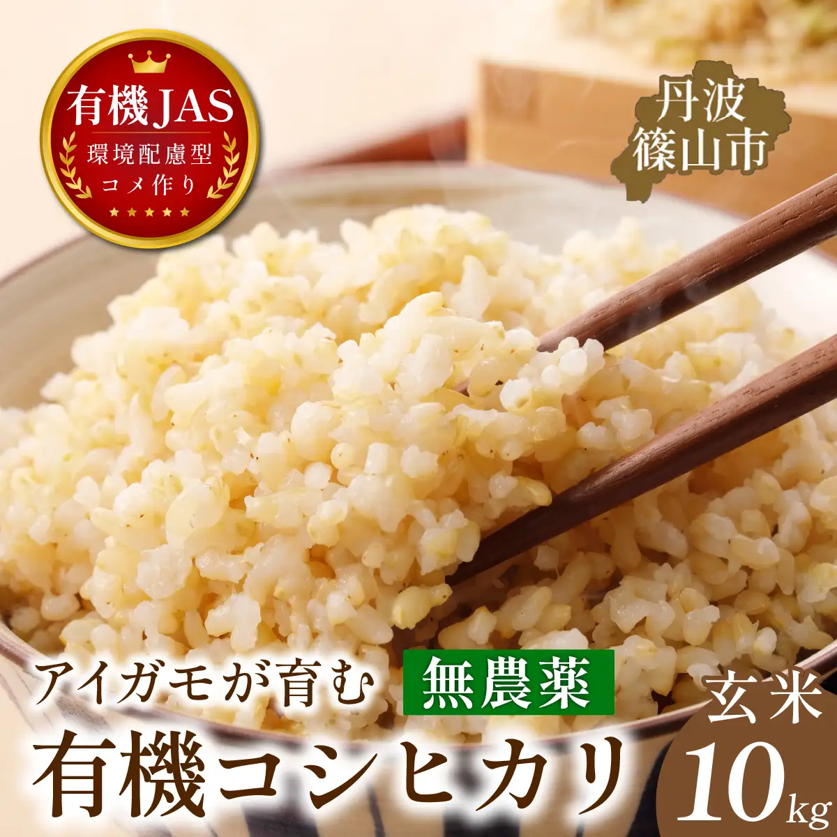 〈8年産予約〉有機米 無農薬 コシヒカリ 玄米 10kg 有機米 
