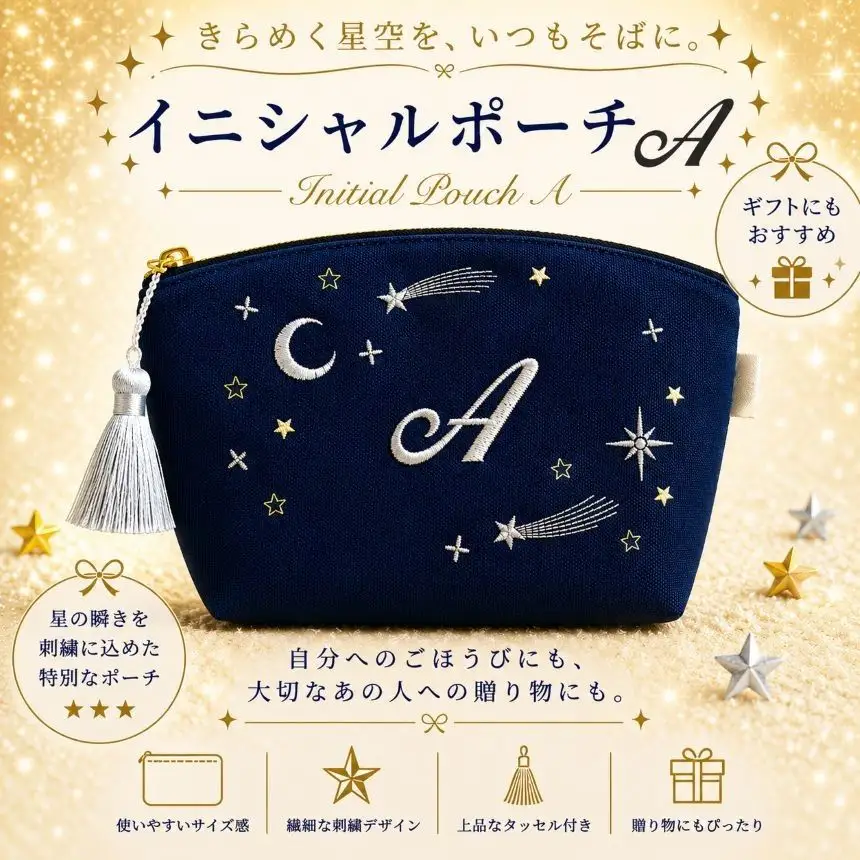 星空の刺繍ポーチ【A】| 栃木県 那珂川町 送料無料