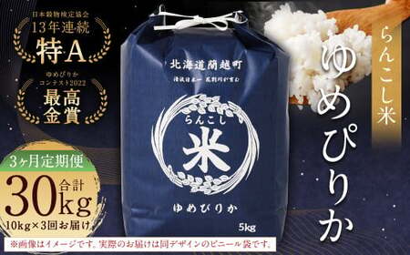 【3ヶ月定期便】らんこし米（ゆめぴりか）10kg×3回 計30kg お米 米 ゆめぴりか 精米