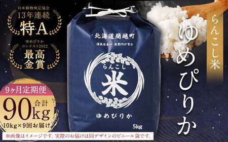 【9ヶ月定期便】らんこし米（ゆめぴりか）10kg×9回 計90kg お米 米 ゆめぴりか 精米