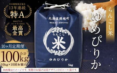 【10ヶ月定期便】らんこし米（ゆめぴりか）10kg×10回 計100kg お米 米 ゆめぴりか 精米