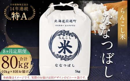 【8ヶ月定期便】らんこし米（ななつぼし）10kg×8回 計80kg お米 米 ななつぼし 精米