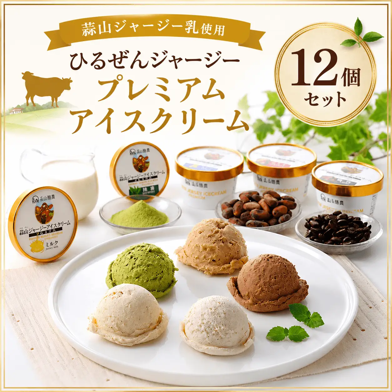 アイスクリーム 岡山県真庭市蒜山 ひるぜんジャージープレミアムアイスクリーム12個セット 【hiru011-01】