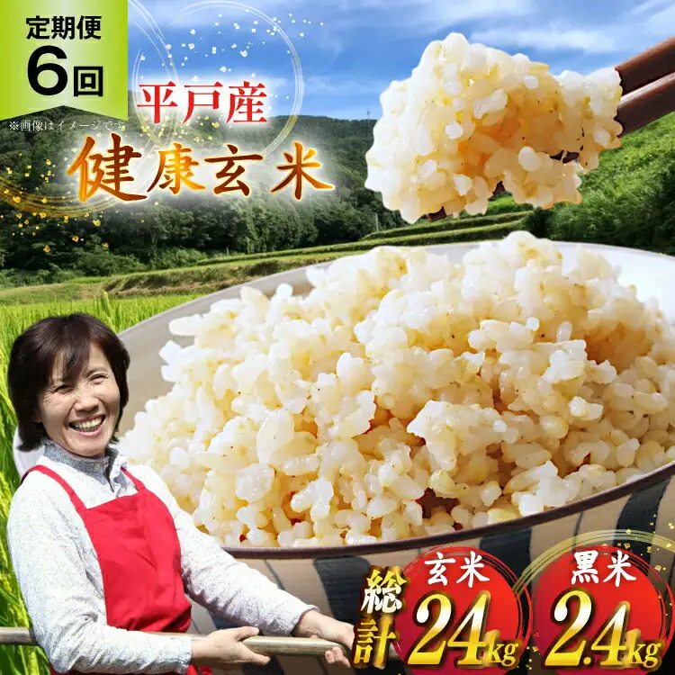 玄米 令和7年 平戸の健康玄米 4kg 黒米 400g セット 計4.4kg 6回定期便 総計 26.4kg