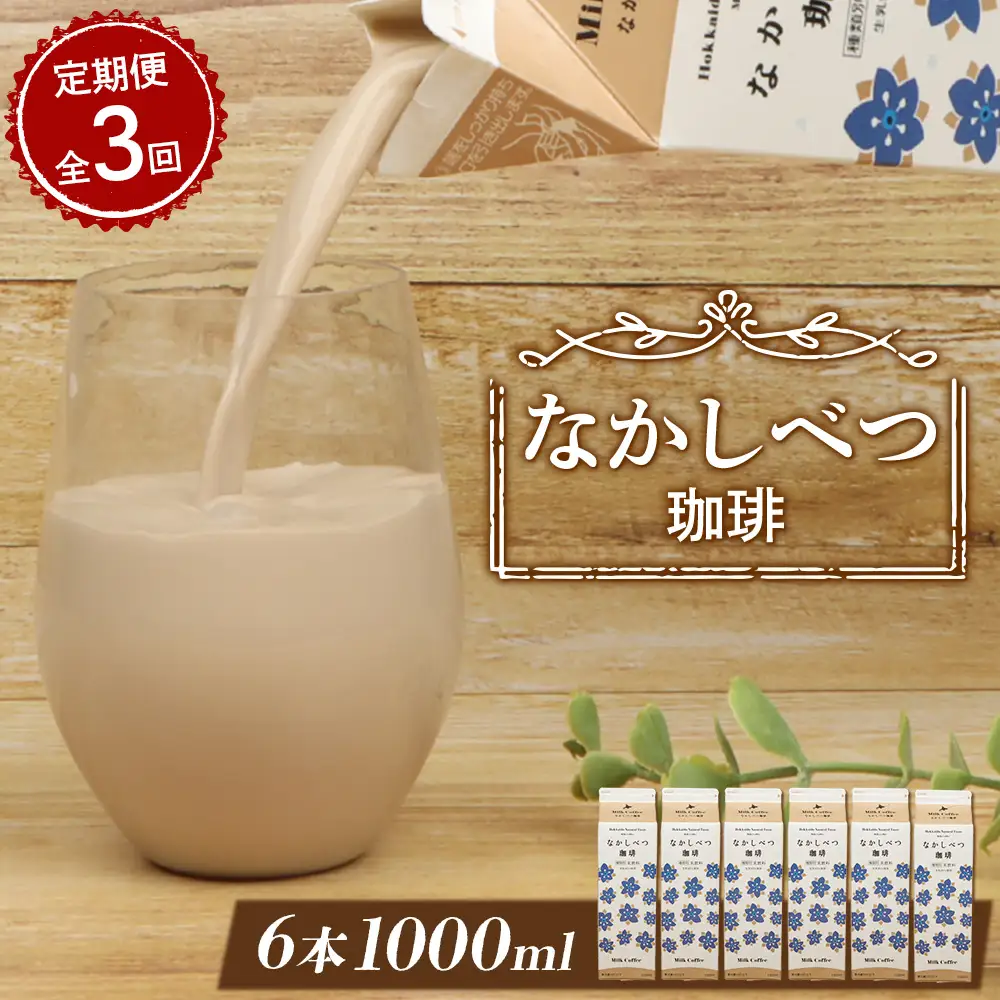 【定期便：全3回】北海道なかしべつ珈琲 1000ml×6本【1405301】