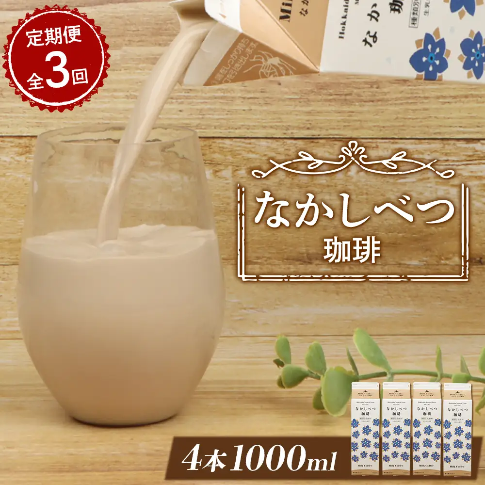 【定期便：全3回】北海道なかしべつ珈琲 1000ml×4本【1405901】
