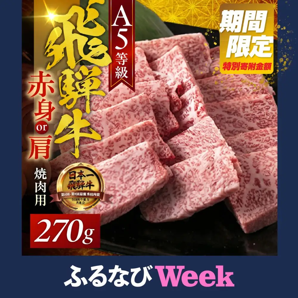 【ふるなびWEEK】A5 飛騨牛 焼肉  赤身 270g |  焼肉