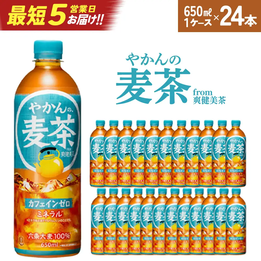 【最短5営業日着！】やかんの麦茶 from 爽健美茶 650ml PET×24本　【04301-0922】