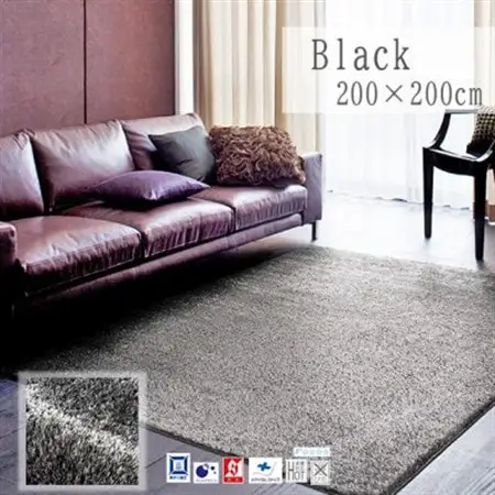 【200×200cm】ネオグラス 　カーペット 　ラグ　　カラー:ブラック【1502451】