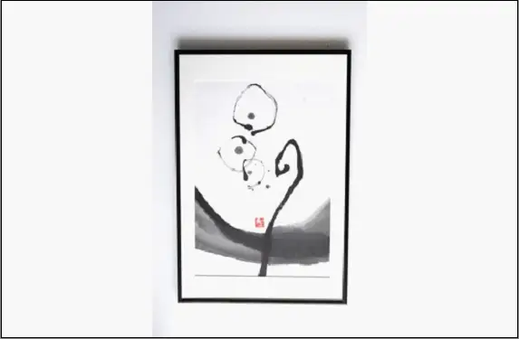 福岡市ゆかりの墨象作品《光種》原画（A3額装）／「風と街と、心のかたち」シリーズより