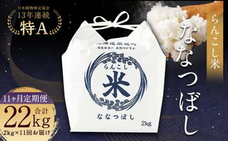 【11ヶ月定期便】らんこし米（ななつぼし）2kg お米 米 精米 ななつぼし 