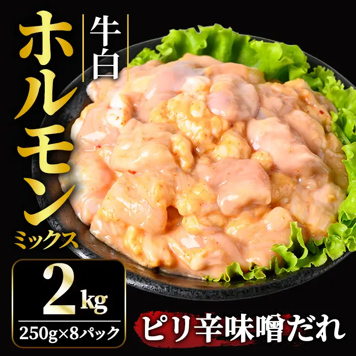 ホルモン 牛白ホルモンミックス ピリ辛味噌だれ 2kg(250g×8パック) 【ホルモン】【ho1599】