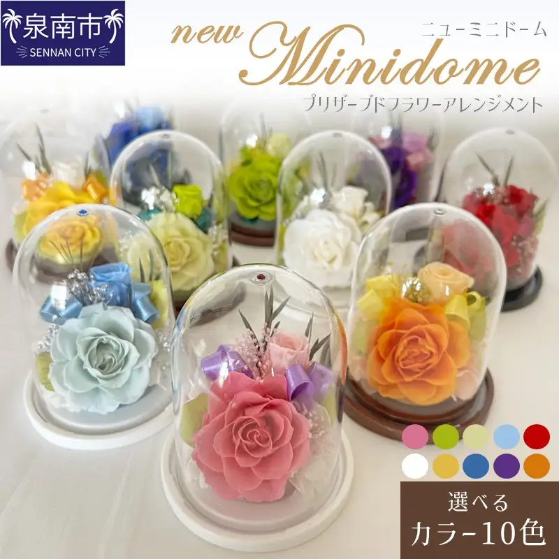 ニューミニドーム プリザーブドフラワー アレンジメント【023D-015】