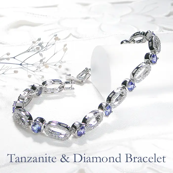 ブレスレット プラチナ PT900 ダイヤモンド 1.2ct タンザナイト ラウンド エリプス ダイヤブレスレット ゴージャス 丸 楕円 12月 誕生石 豪華 レディース 【f293-ta-pt】 ALPAZ178