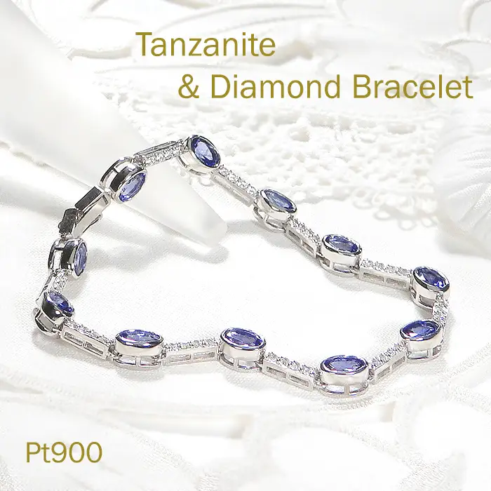 ブレスレット プラチナ Pt900 ダイヤモンド 0.8ct タンザナイト エリプス ステーション ダイヤブレスレット ゴージャス 楕円 タンザナイトブレスレット 12月 誕生石 豪華 レディース【f294-ta-pt】 ALPAZ179