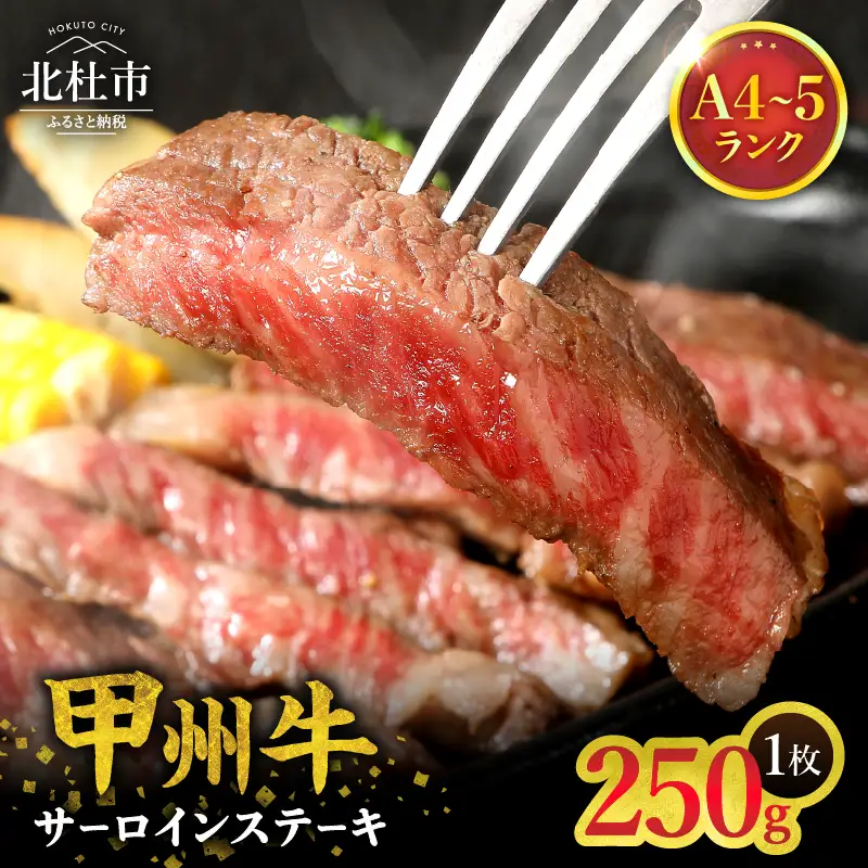山梨県北杜市産　甲州牛　黒毛和牛　サーロインステーキ1枚（1枚250g） [h021]