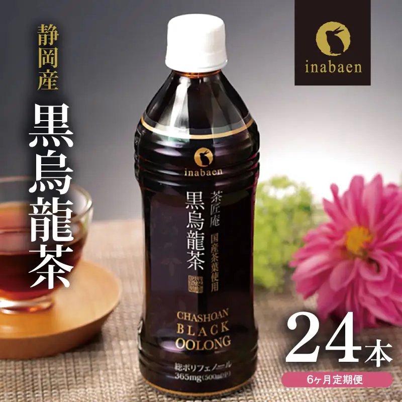 【定期便6か月】静岡県産 黒烏龍茶 500ml × 24本 いなば園 黒烏龍茶