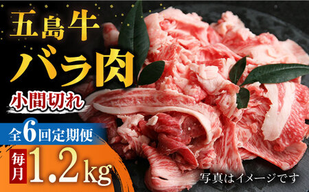 【6回定期便】五島牛 バラ小間切れ 1.2kg 五島市/ ごとう農業協同組合[PAF068]