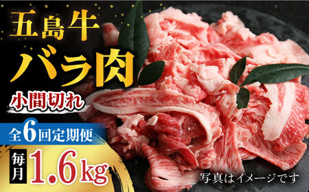 【6回定期便】五島牛 バラ小間切れ 1.6kg 五島市/ ごとう農業協同組合[PAF071]
