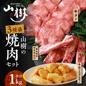 山樹の焼肉セット（黒毛和牛ゲタカルビ、牛タン、白ころホルモン） [047R33]
