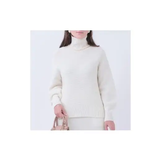 ルーエンローズ カシミヤ ハイネックパール編みプルオーバー（ホワイト） RU2311-01