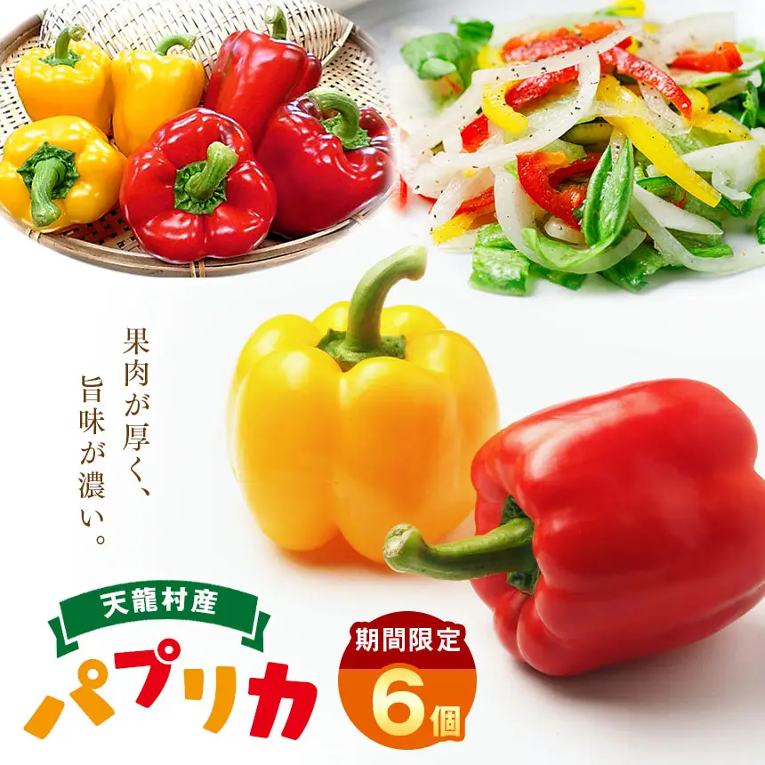 【先行予約】果肉が厚く旨味が濃い 天龍産パプリカ６個セット