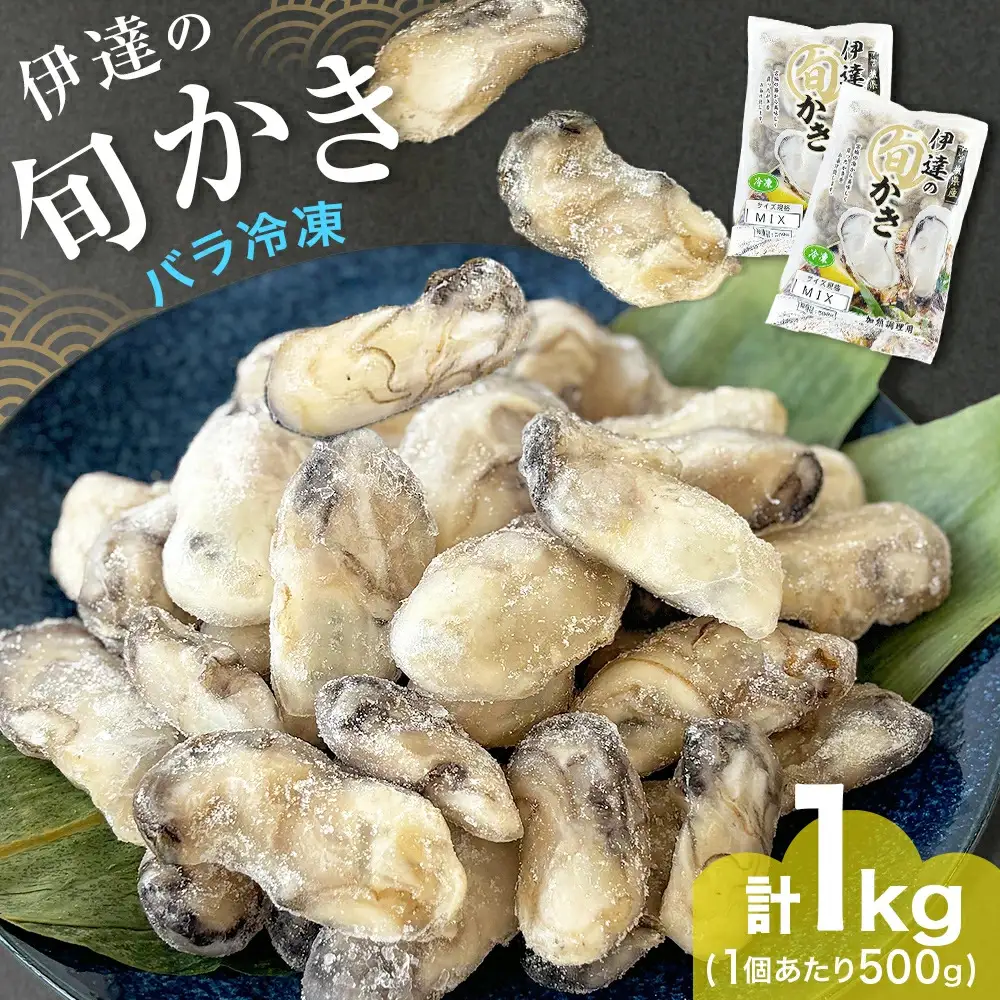 伊達の旬かき 1kg ( 500g × 2個 ) 加熱用 牡蠣 かき カキ むき身 貝 海鮮 魚介 魚介類 宮城県産 新鮮 バラ冷凍 宮城県 石巻市