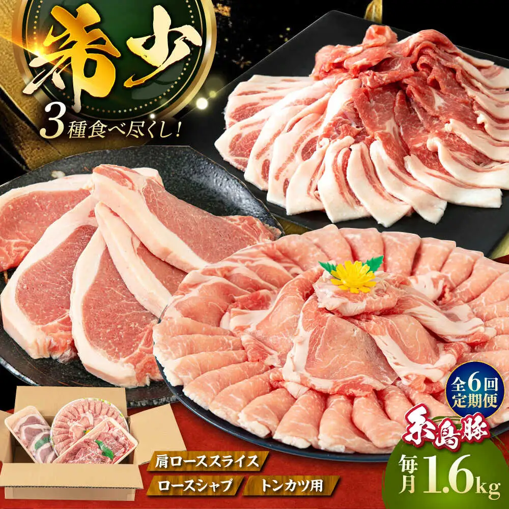 【全6回定期便】糸島豚 バラエティ セット(とんかつ、肩ロース、しゃぶしゃぶ) 1.6kg 糸島市 / トラヤミートセンター 豚肉 セット 大容量[AJD022]