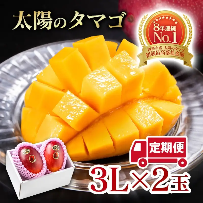 【２カ月定期便】先行予約　最高級ブランド『太陽のタマゴ』3L×2個×２回【糖度15度以上】宮崎県西都市産完熟マンゴー＜68-6b＞宮崎マンゴー 果物 フルーツ 甘い