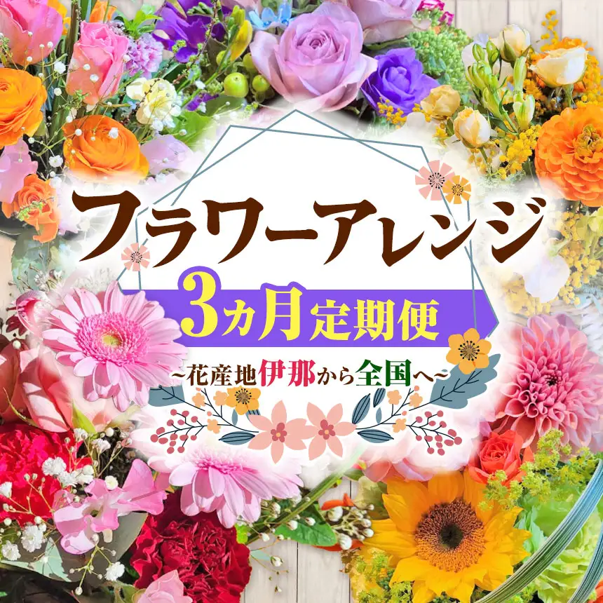 フラワーアレンジの定期便（ギフトにも）花産地伊那から全国へ　3ヶ月｜フラワーアレンジ 伊那 花 ギフト プレゼント はな 華やか 四季 信州 ふるさと納税【060-09】