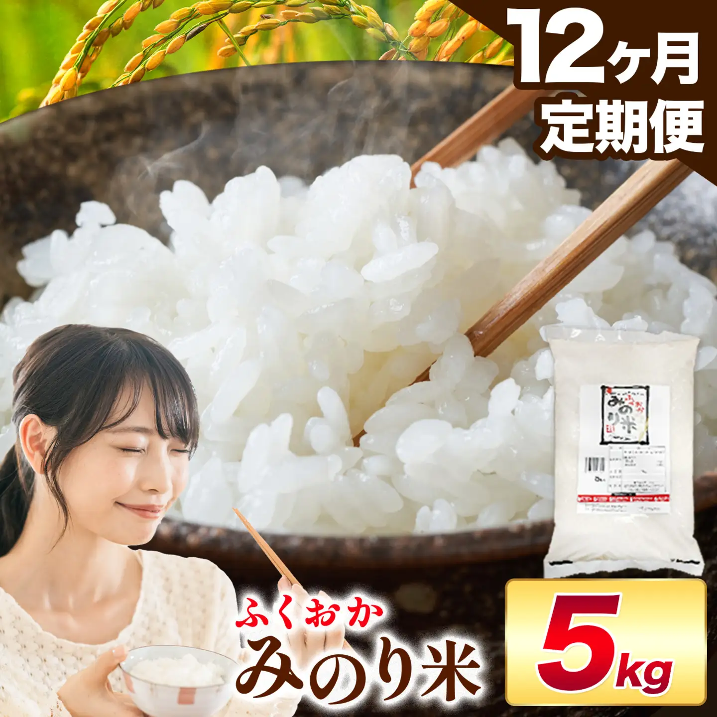 【12ヶ月定期便】 ふくおかみのり米 5kg 白米 《お申込み翌月から出荷》 お米 ごはん ご飯 rice kome
