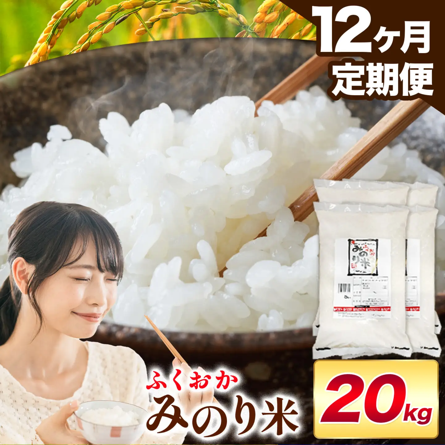 【12ヶ月定期便】 ふくおかみのり米 20kg 白米 《お申込み翌月から出荷》 お米 ごはん ご飯 rice kome
