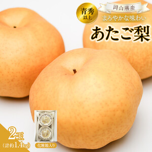 【2026年発送】岡山県産 あたご梨2玉 青秀以上 (計約1.4kg)化粧箱入り