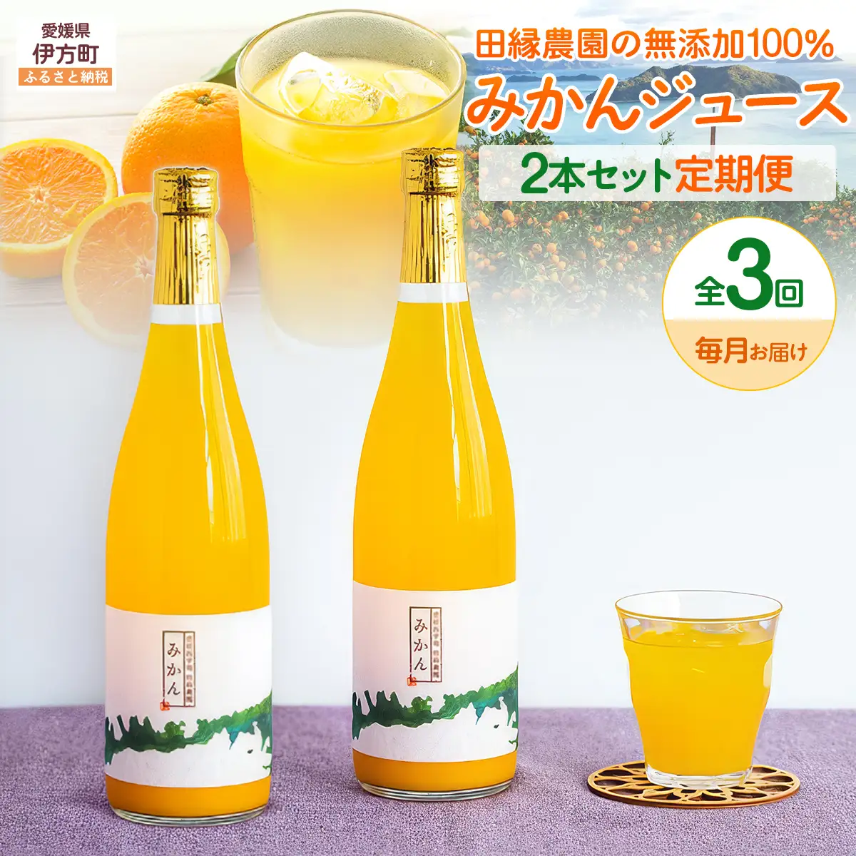 【3ヶ月定期便】田縁農園 みかんジュースセット 全3回 IKTA052