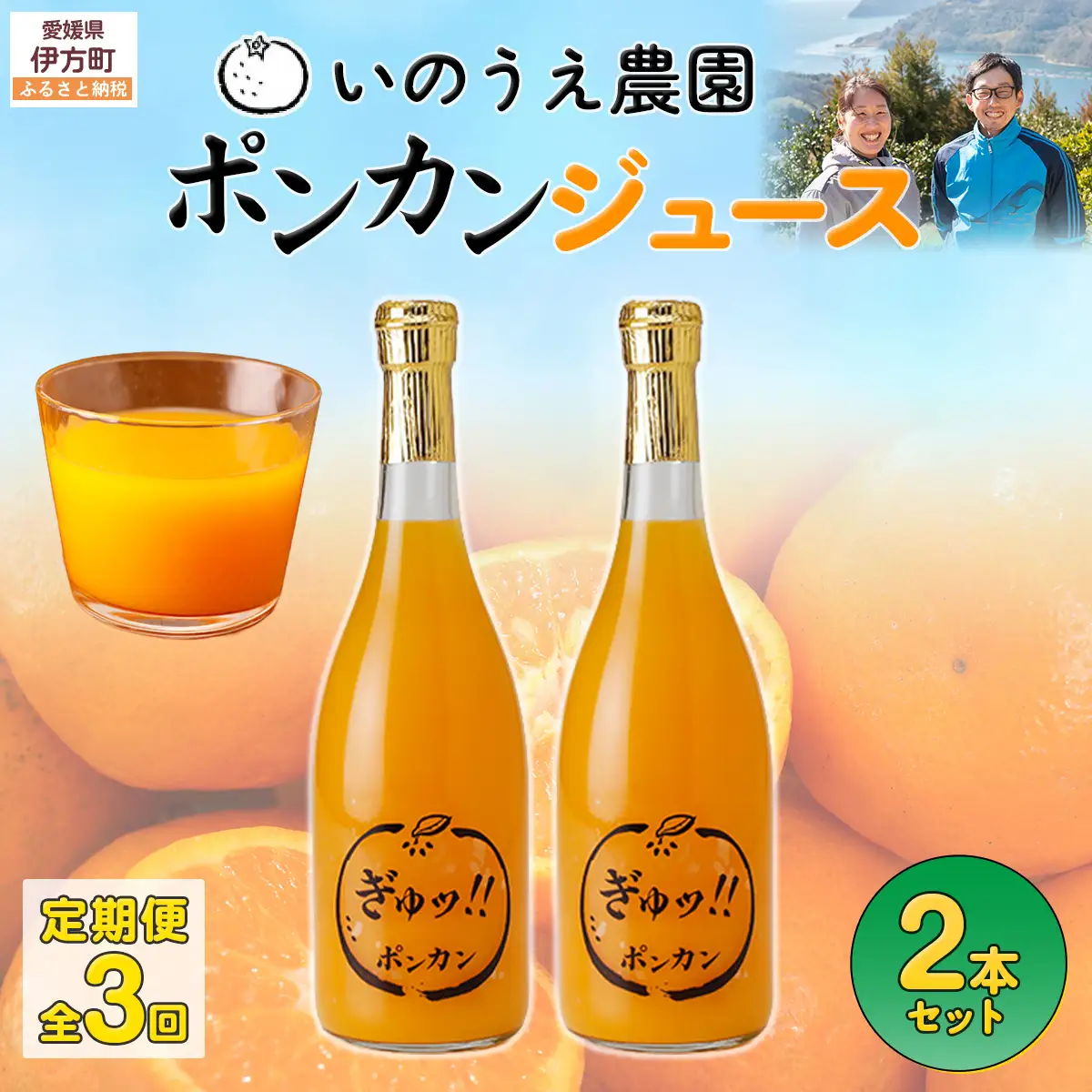 【定期便】いのうえ農園 ポンカンジュース2本セット 全3回※離島への配送不可 IKTAI024