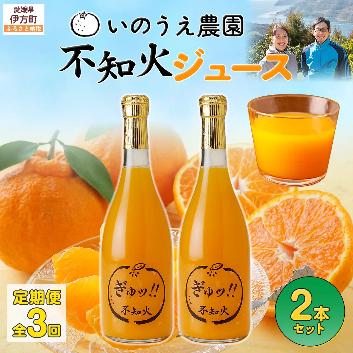 【定期便】いのうえ農園 不知火ジュース2本セット 全3回※離島への配送不可 IKTAI028
