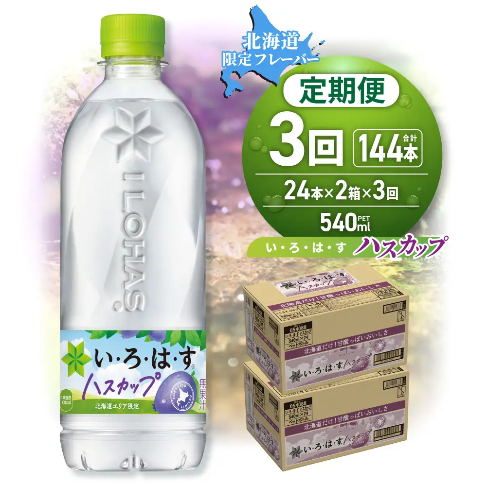【３ヶ月定期便】い・ろ・は・す ハスカップ　540mlPET×48本｜コカ・コーラ 飲料 ドリンク 飲み物 水 北海道 札幌市