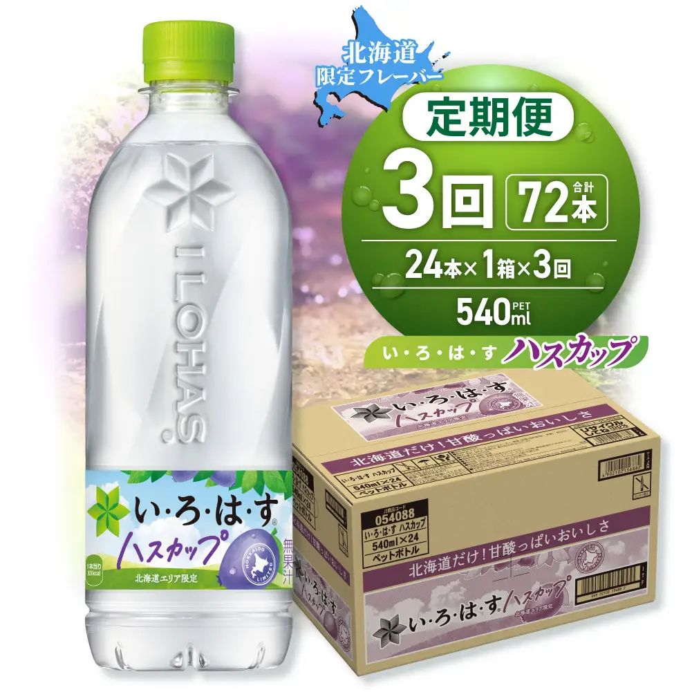 【３ヶ月定期便】い・ろ・は・す ハスカップ　540mlPET×24本｜コカ・コーラ 飲料 ドリンク 飲み物 水 北海道 札幌市