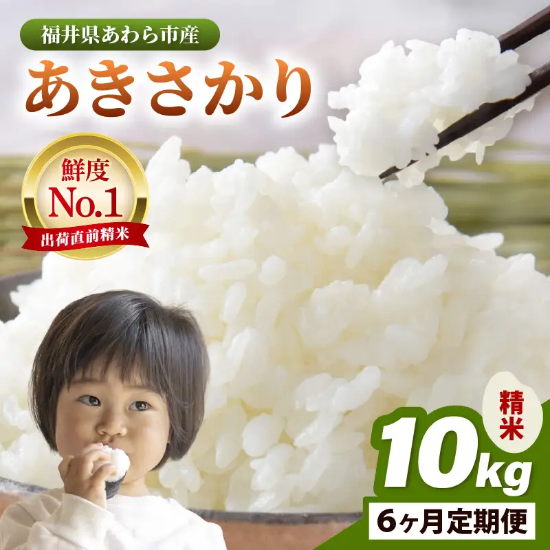 【令和7年産】定期便 ≪6ヶ月連続お届け≫ あきさかり 精米 10kg × 6回（計60kg） ／ 福井県産 ブランド米 ご飯 白米 お米 コメ 新鮮 [aw012-k009]