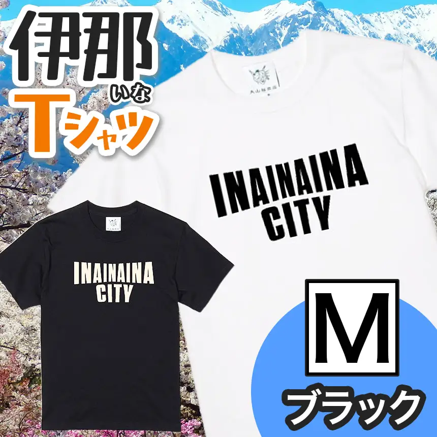 INA CITY Tシャツ ブラックMサイズ | アパレル 服 洋服 Tシャツ ロゴT シャツ 伊那デザイン シンプルT ホワイト ブラック ご当地T ローカルブランド カジュアル 伊那市 ふるさと納税