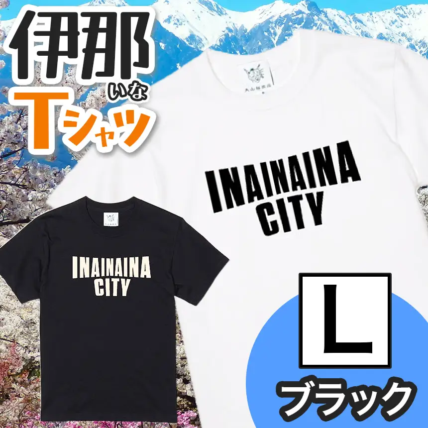 INA CITY Tシャツ ブラックLサイズ | アパレル 服 洋服 Tシャツ ロゴT シャツ 伊那デザイン シンプルT ホワイト ブラック ご当地T ローカルブランド カジュアル 伊那市 ふるさと納税
