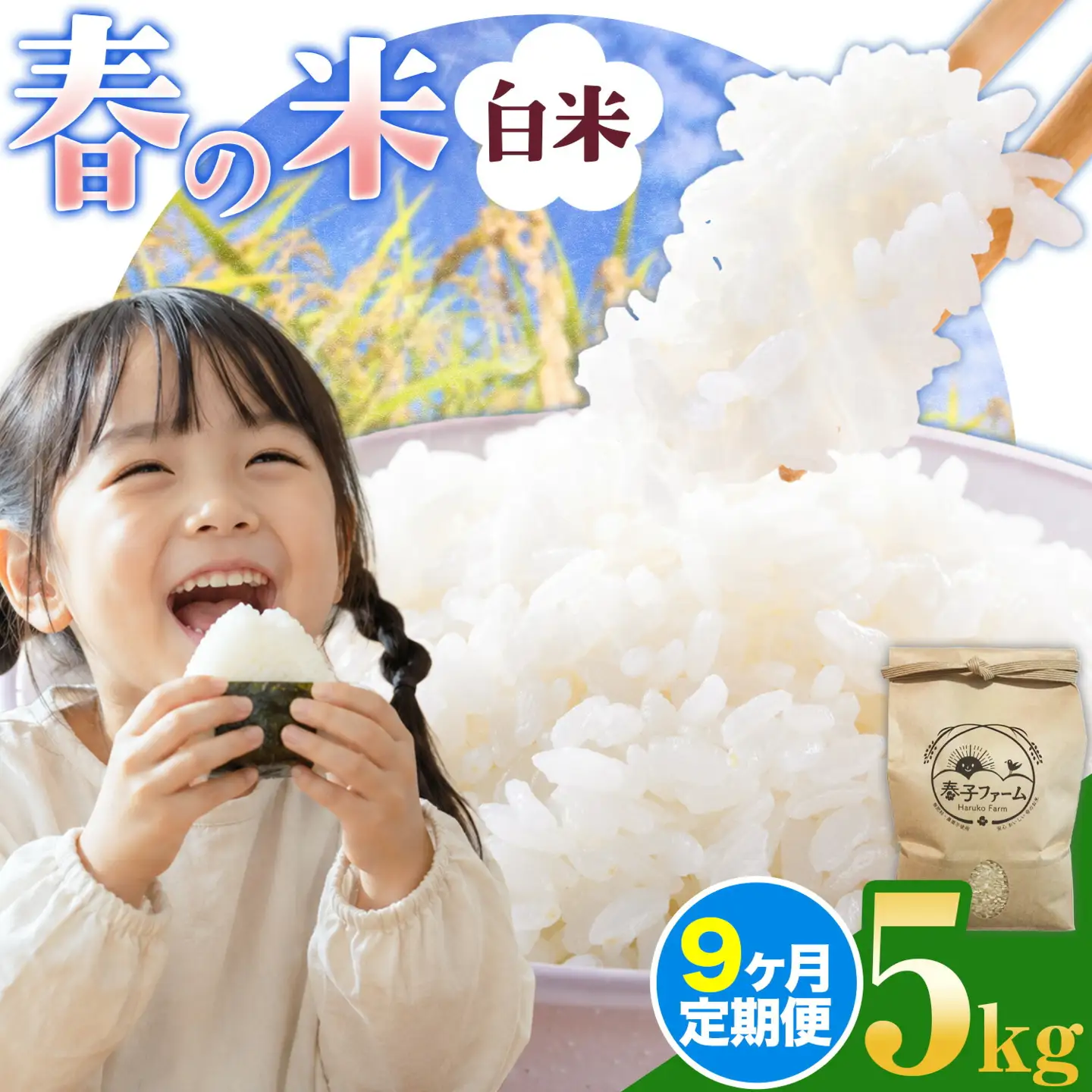 米 春の米 白米 5kg 9ヶ月 定期便 春子ファーム 米