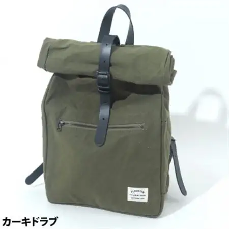 ALBERTON社の米軍帆布ARMY DUCKのロールバックパック　カーキードラブ色【1679125】