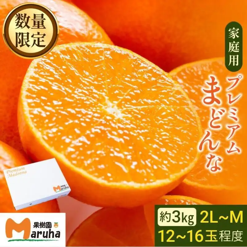 【先行予約】マルハ果樹園 プレミアムまどんな（家庭用）2L～M 12～16玉