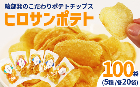 ヒロサンポテト ポテトチップス 5種アソート 100袋