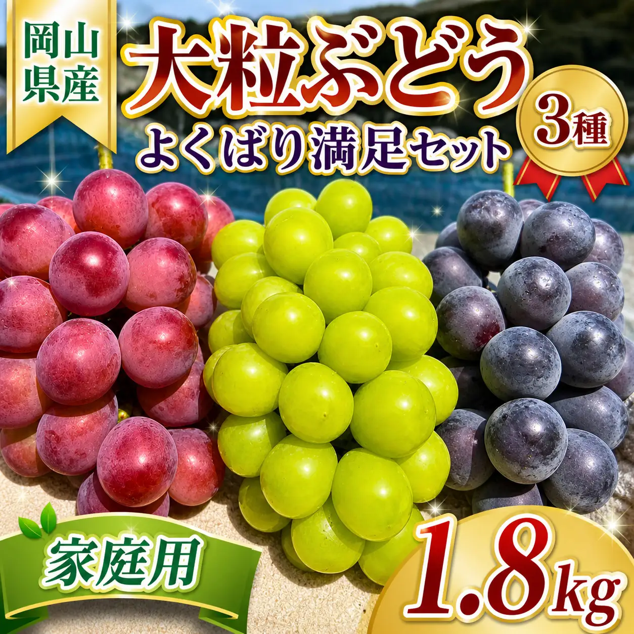 訳あり シャインマスカット 訳あり大粒ぶどう３種セット シャインマスカット約1.8kg 【nisfarm013-02】